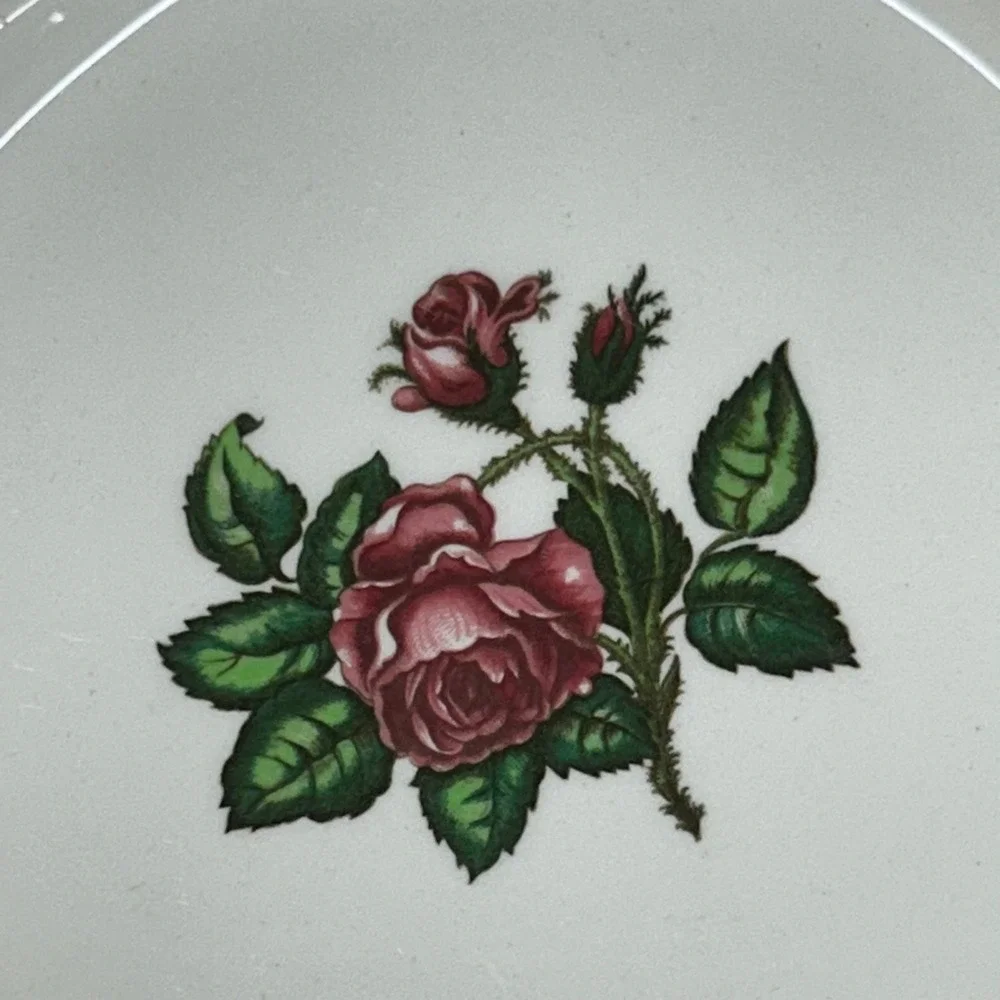 Wedgwood Moss Rose Luncheon Plate Moss Rose Floral Ribbed Rim Made in England